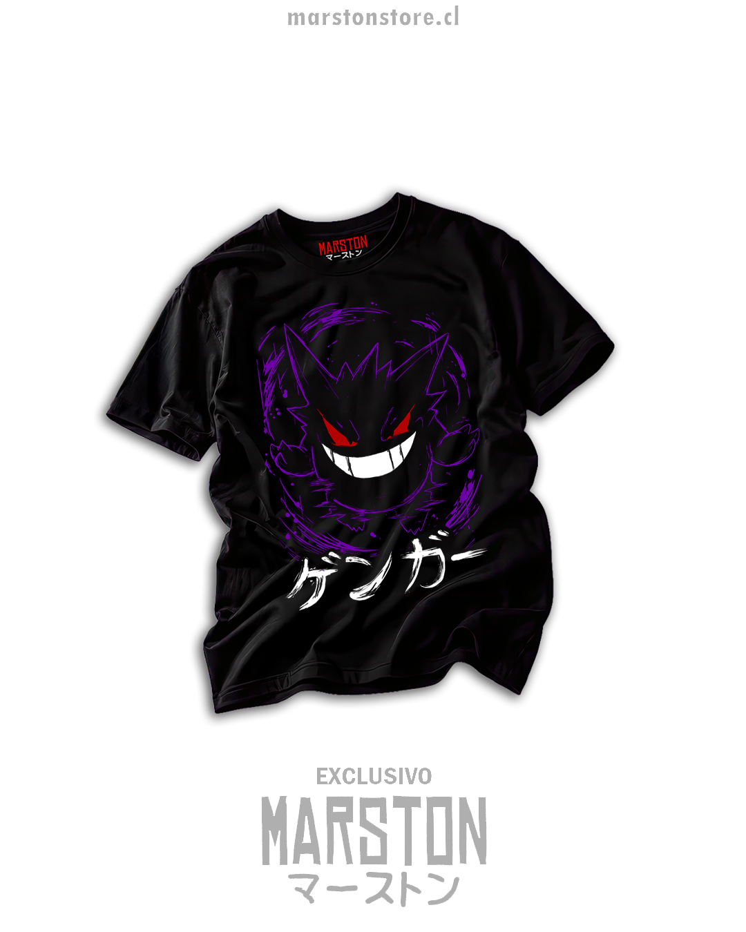 Polera negra Pokémon con diseño de Gengar