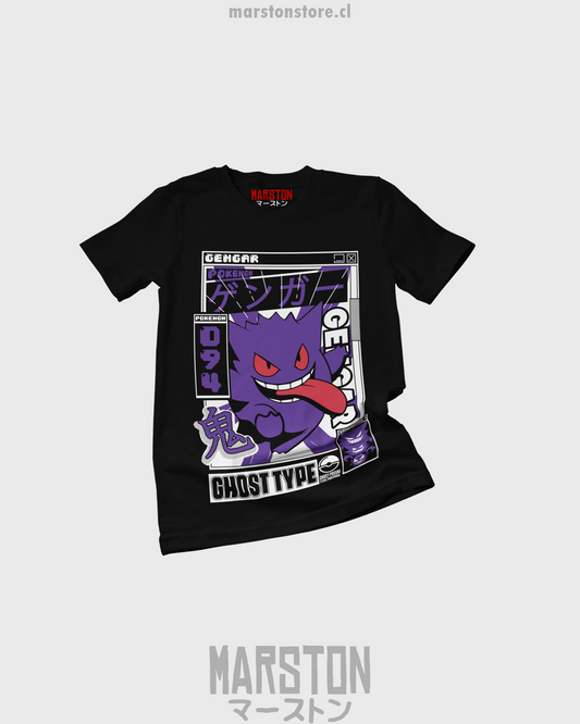 Polera Pokémon con Gengar, Pokémon de tipo Fantasma y Veneno