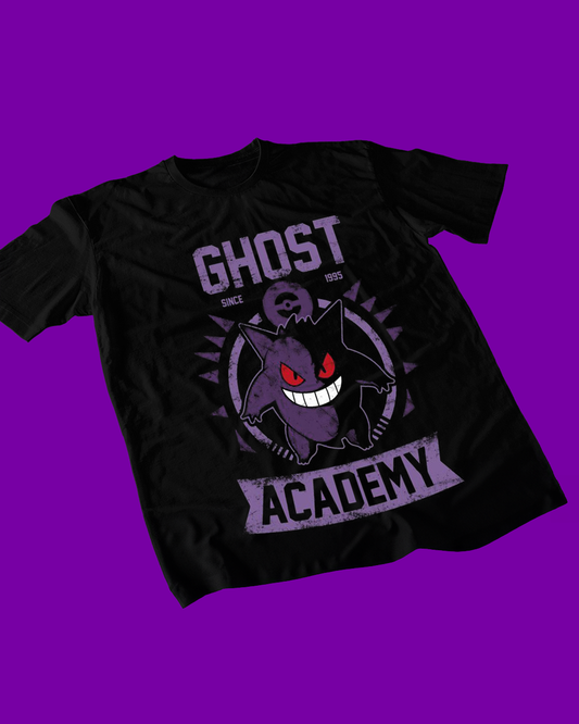 Polera negra de Pokémon con Gengar, Pokémon de tipo Fantasma y Veneno