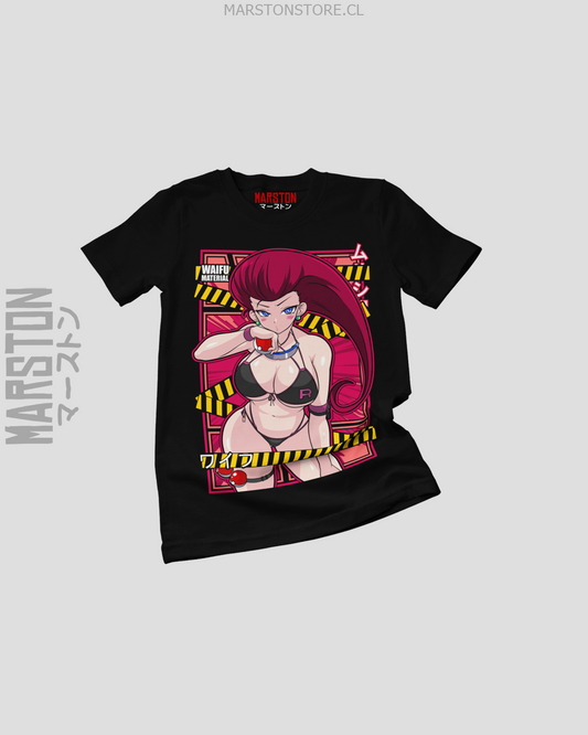 Polera negra de Pokémon con Jessie del Equipo Rocket