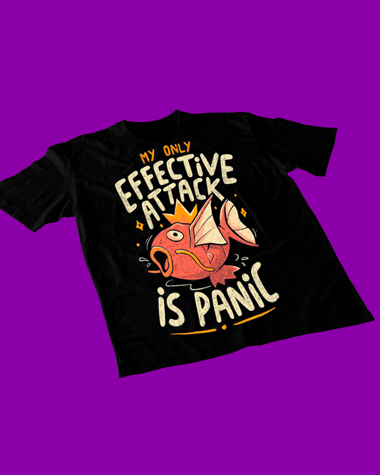Polera negra de Pokémon con diseño de Magikarp
