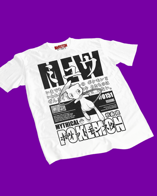 Polera blanca de Pokémon con diseño de Mew