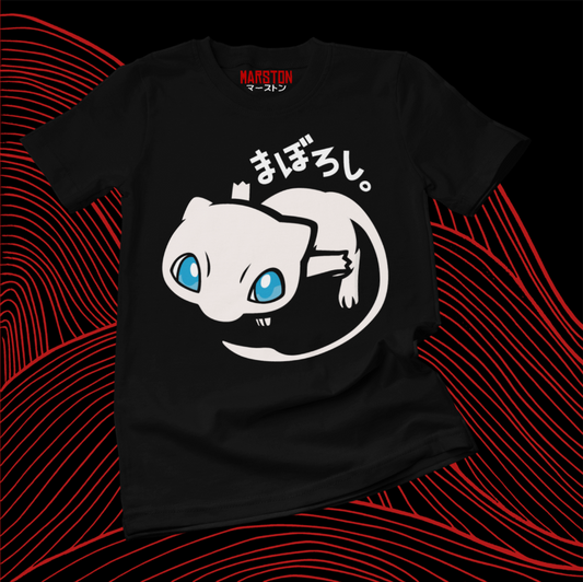 Polera negra de Pokémon con diseño de Mew