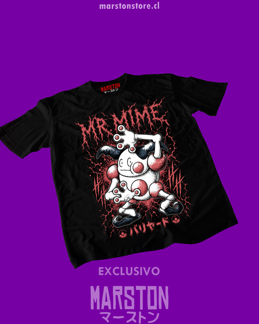 Polera negra de Pokémon con diseño de Mr. Mime