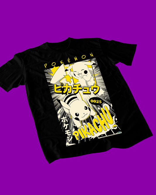 Polera negra de Pokémon con diseño de Pikachu