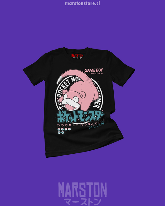 Polera negra de Pokémon con diseño de Slowpoke