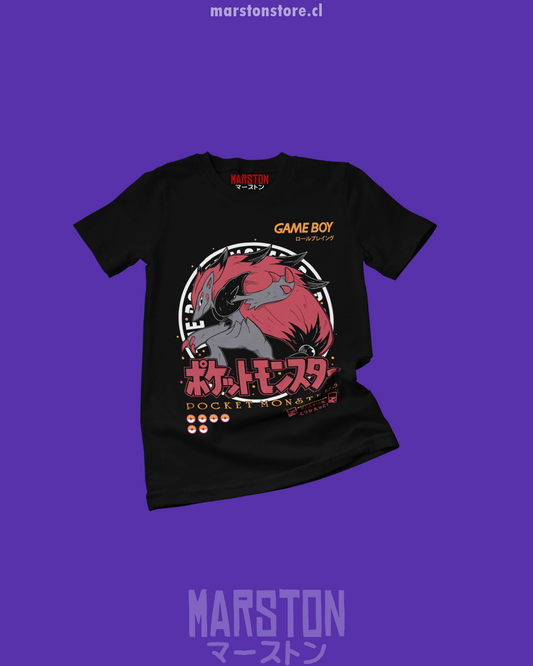Polera negra de Pokémon con diseño de Zoroark