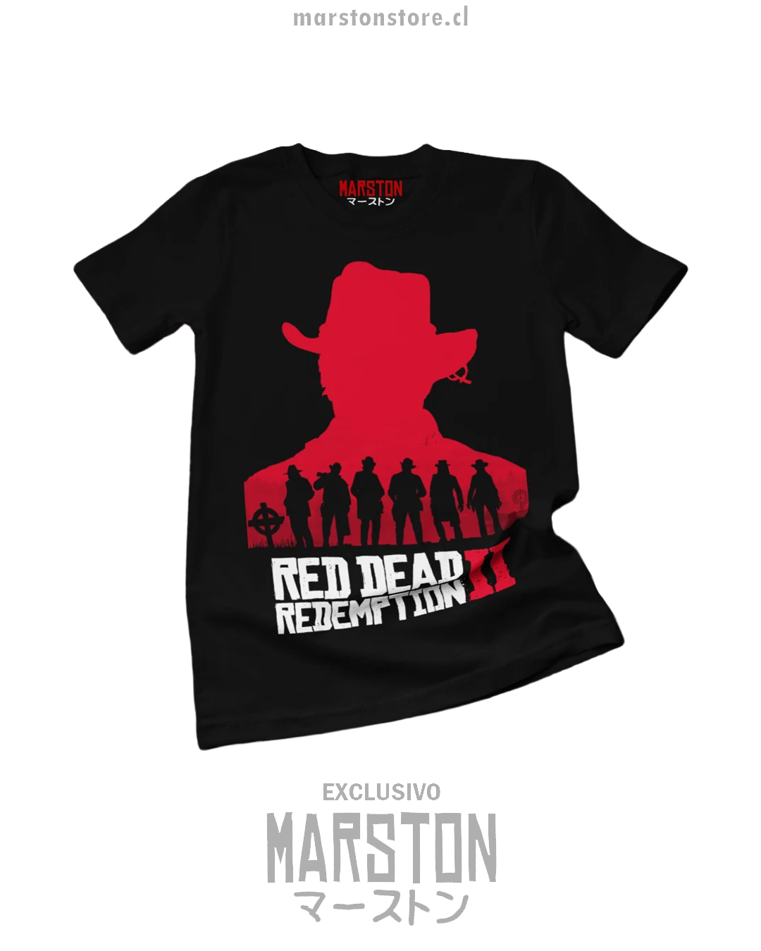 Polera negra de Red Dead Redemption 2 con diseño de Arthur Morgan
