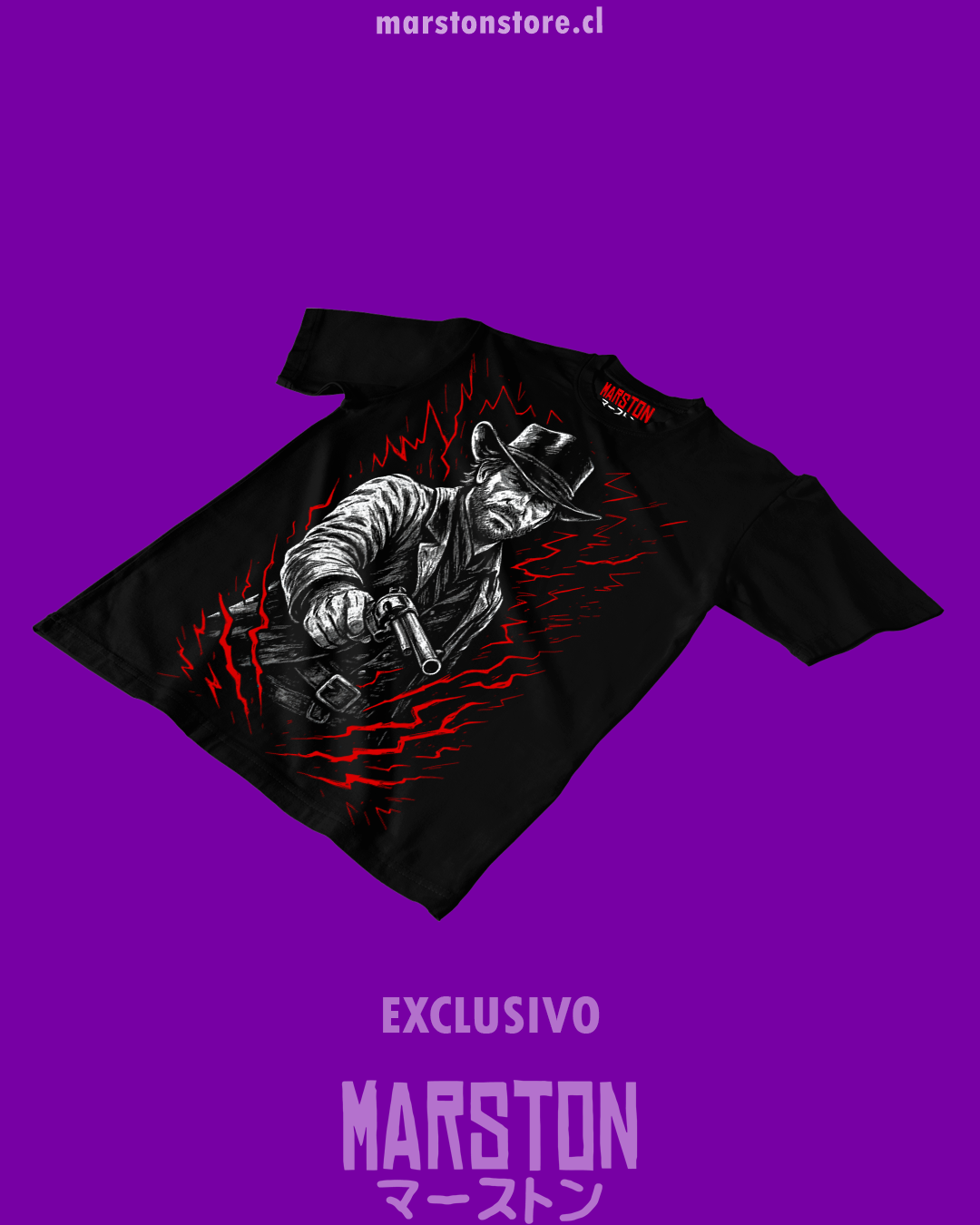 Polera negra Red Dead Redemption 2 con diseño de Arthur Morgan