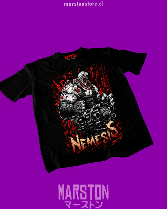 Polera negra Resident Evil 3 con diseño de Nemesis