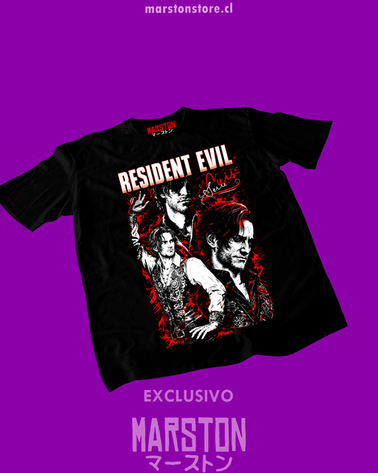 Polera negra Resident Evil 4 con diseño de Luis Serra