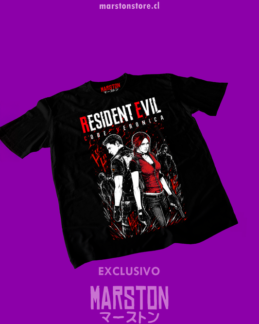 Polera negra con diseño de Resident Evil Code: Veronica