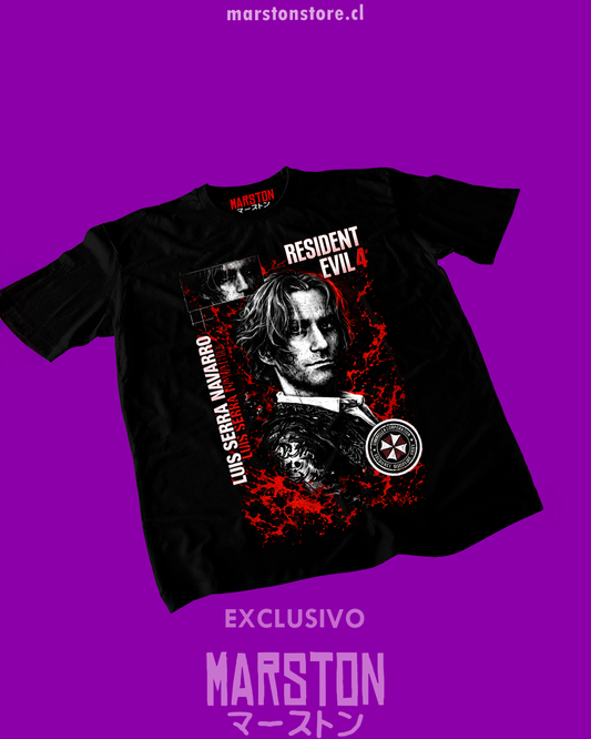 Polera negra Resident Evil con diseño de Luis Serra