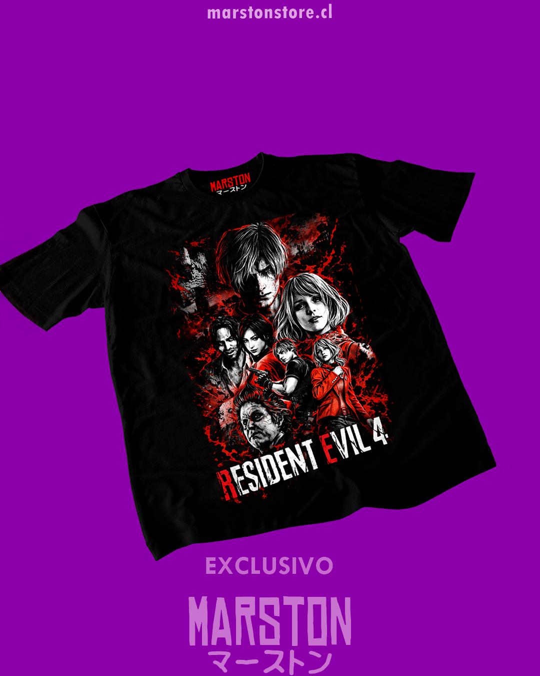 Polera negra con diseño de Resident Evil