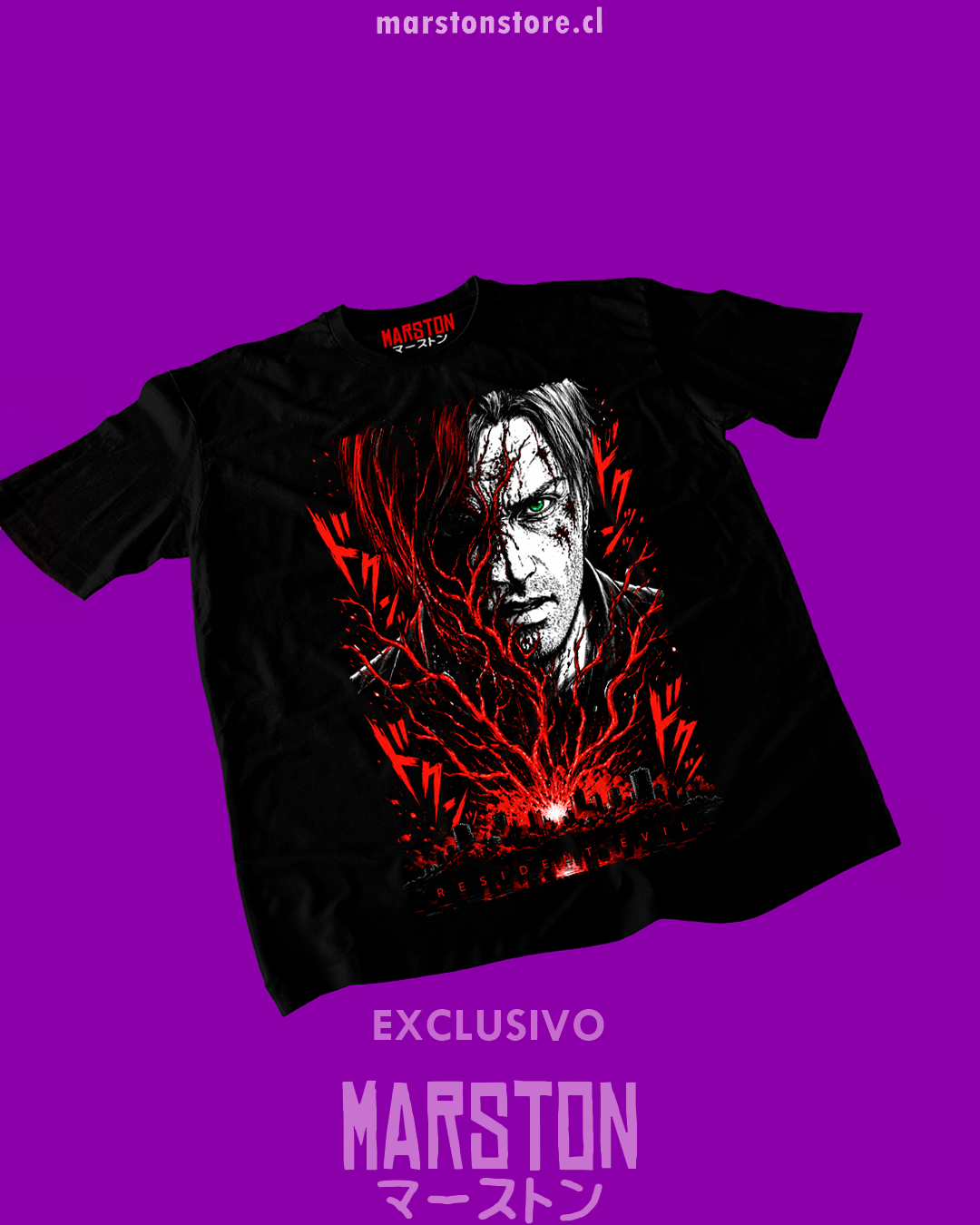Polera negra con diseño de Resident Evil