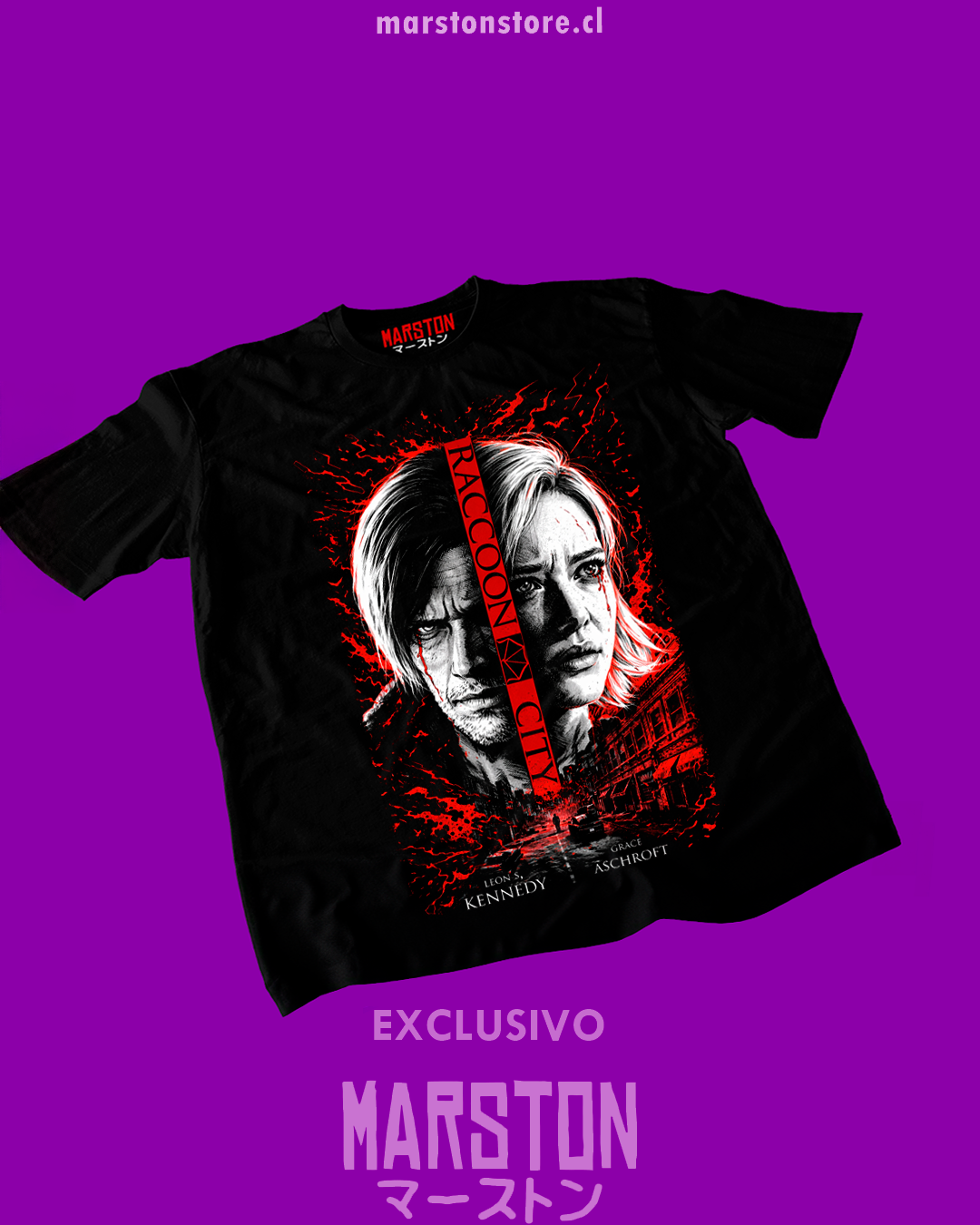 Polera negra con diseño de Resident Evil