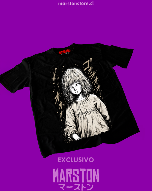 Polera negra Resident Evil Requiem con diseño de Emily