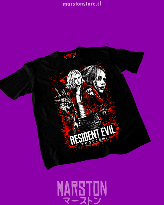 Polera negra Resident Evil Requiem con diseño de Grace Ashcroft