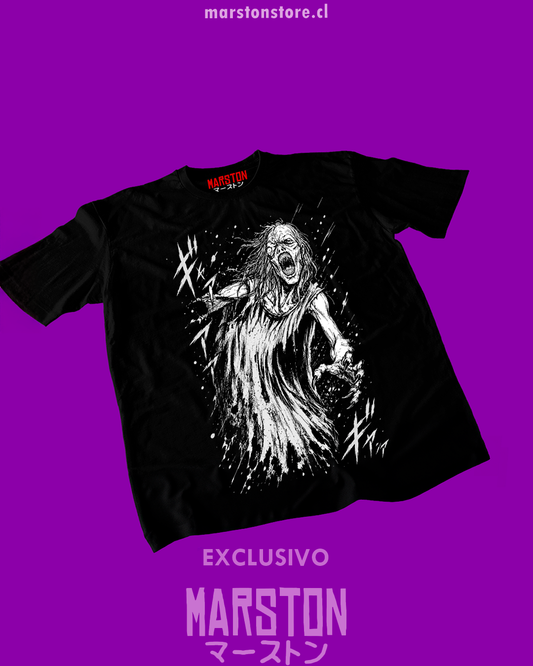 Polera negra con diseño de Resident Evil Requiem