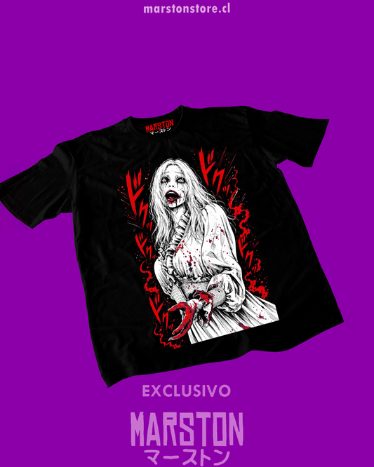 Polera negra con diseño de Resident Evil Requiem