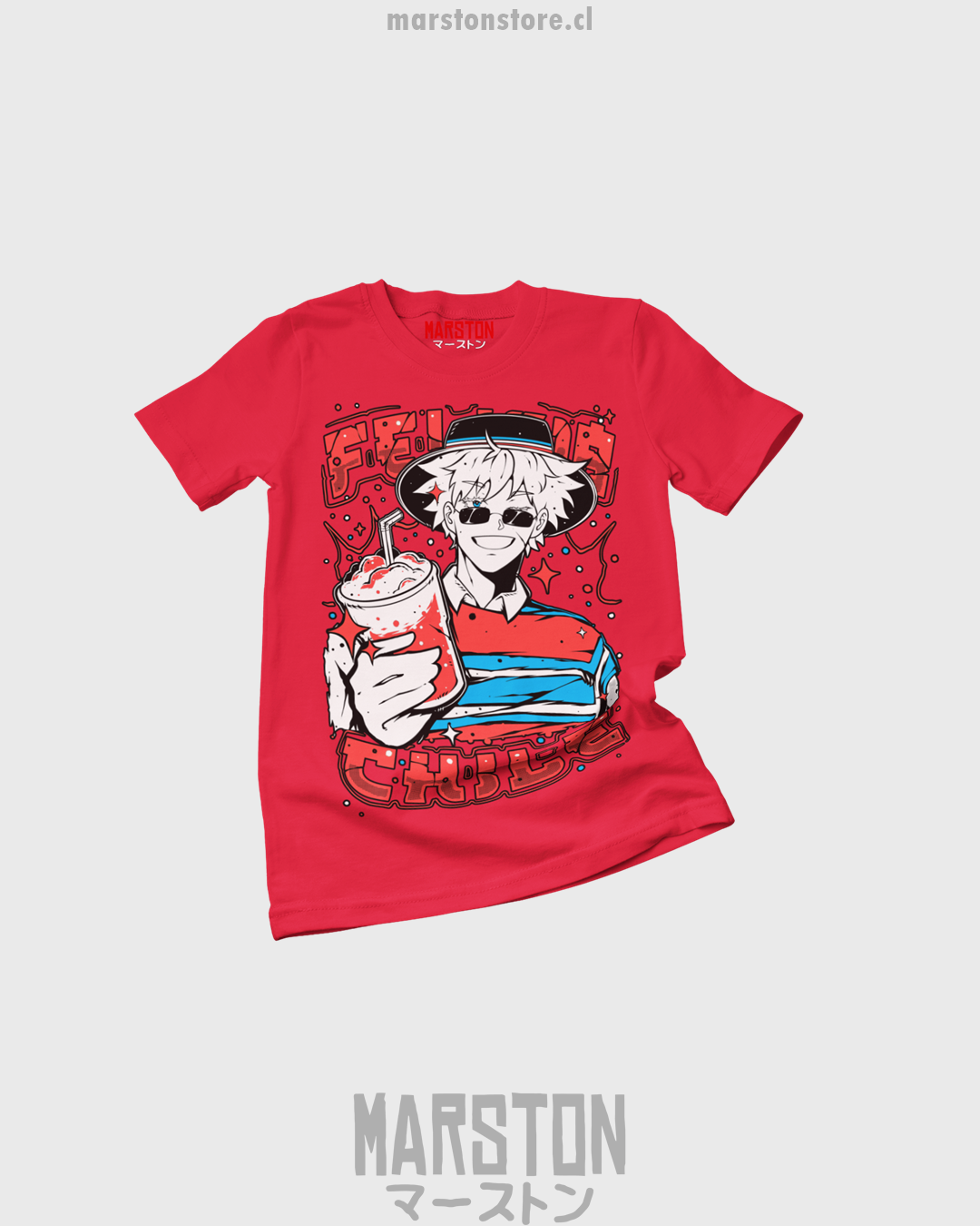 Polera roja de Satoru Gojo huaso para Fiestas Patrias de Chile