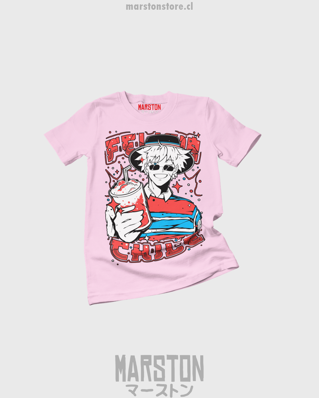 Polera rosada de Satoru Gojo huaso para Fiestas Patrias de Chile
