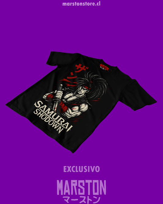 Polera negra con diseño de Samurai Shodown