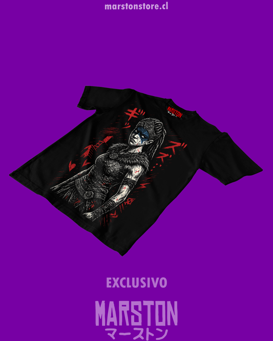 Polera negra con diseño de Senua's Saga: Hellblade