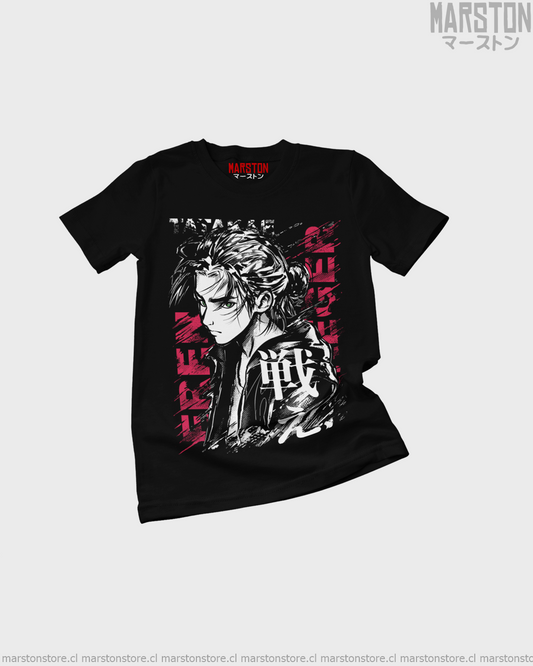 Polera negra Shingeki no Kyojin con diseño de Eren Jaeger
