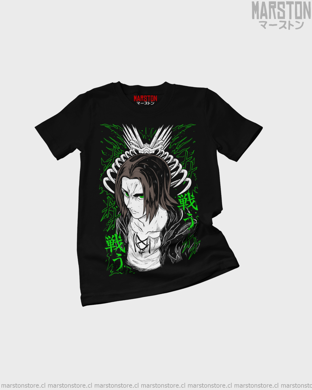 Polera negra Shingeki no Kyojin con diseño de Eren Jaeger