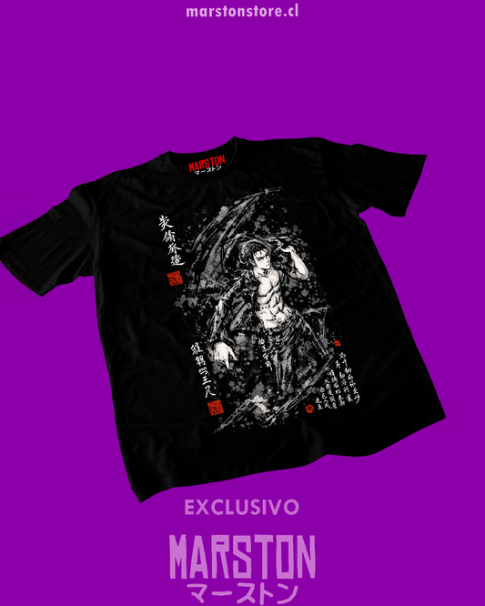 Polera negra Shingeki no Kyojin con diseño de Eren Jaeger