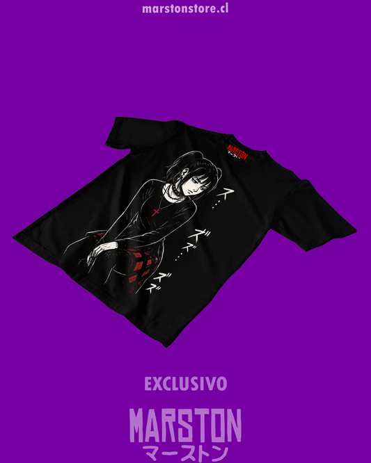 Polera negra Shingeki no Kyojin con diseño de Mikasa Ackerman gótica