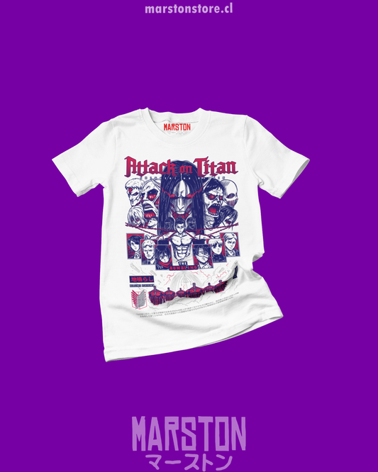 Polera blanca Shingeki no Kyojin con diseño del Retumbar