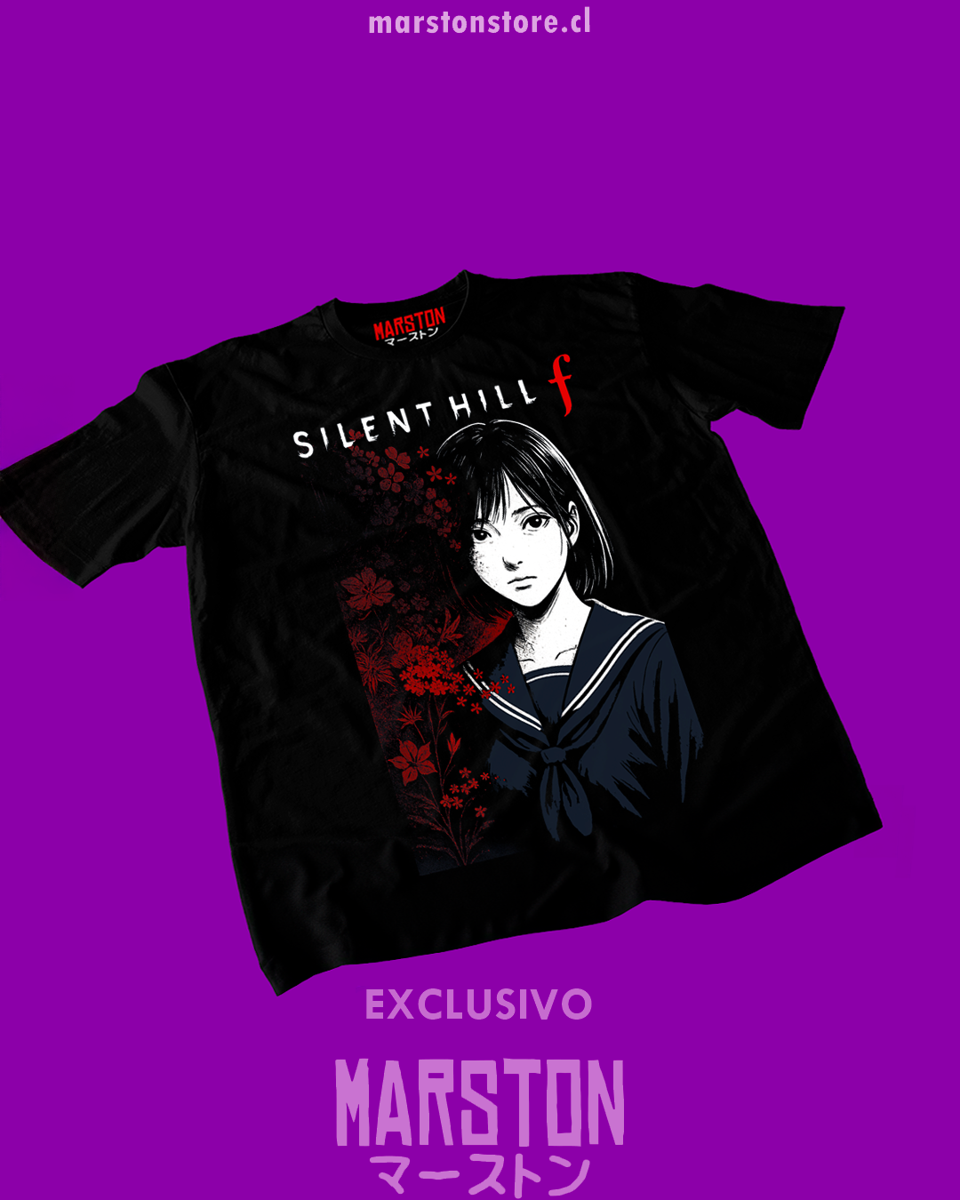 Polera negra con diseño de Silent Hill f