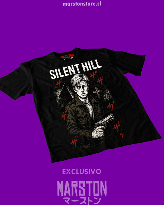 Polera negra con diseño de Silent Hill