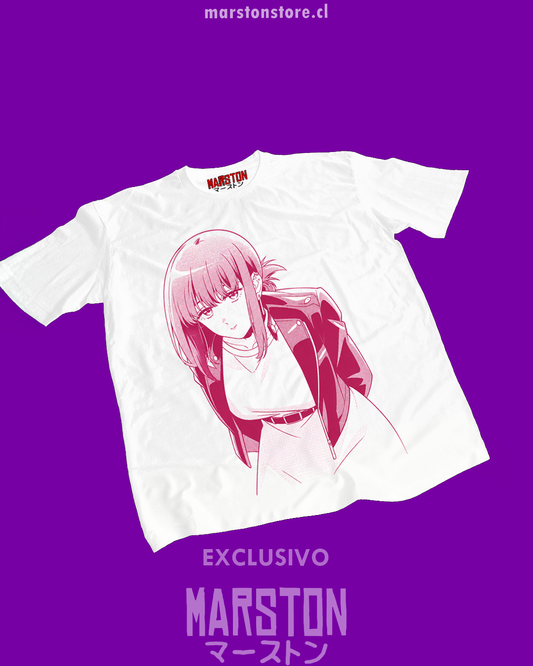 Polera blanca Smoking Behind the Supermarket with You con diseño de Yamada