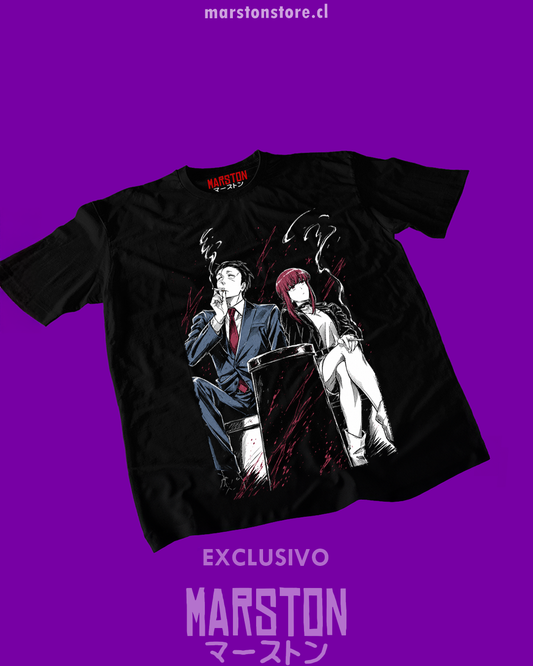 Polera negra Smoking Behind the Supermarket with You con diseño de Yamada y Sasaki