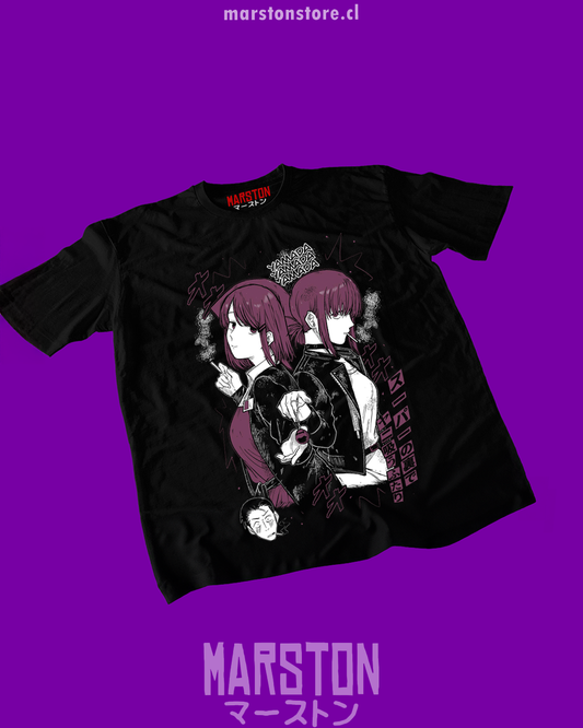 Polera negra Smoking Behind the Supermarket with You con diseño de Yamada y Sasaki