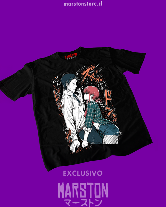 Polera negra Smoking Behind the Supermarket with You con diseño de Yamada y Sasaki