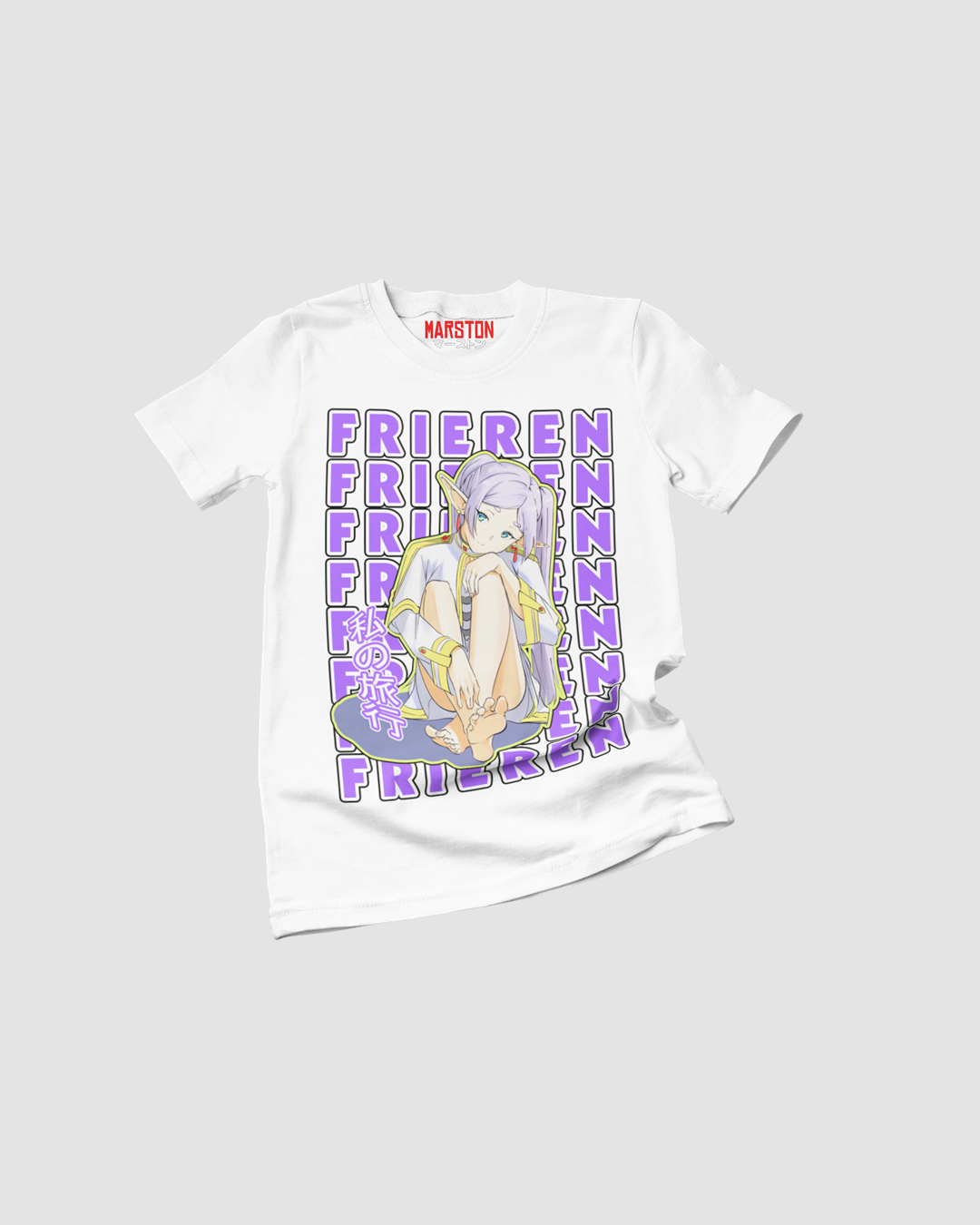 Polera blanca Sousou no Frieren con diseño inspirado en el anime