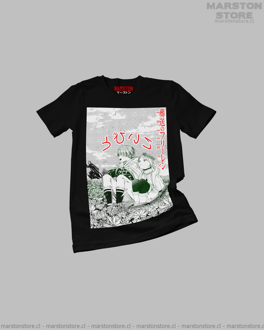Polera negra Sousou no Frieren con diseño inspirado en el anime