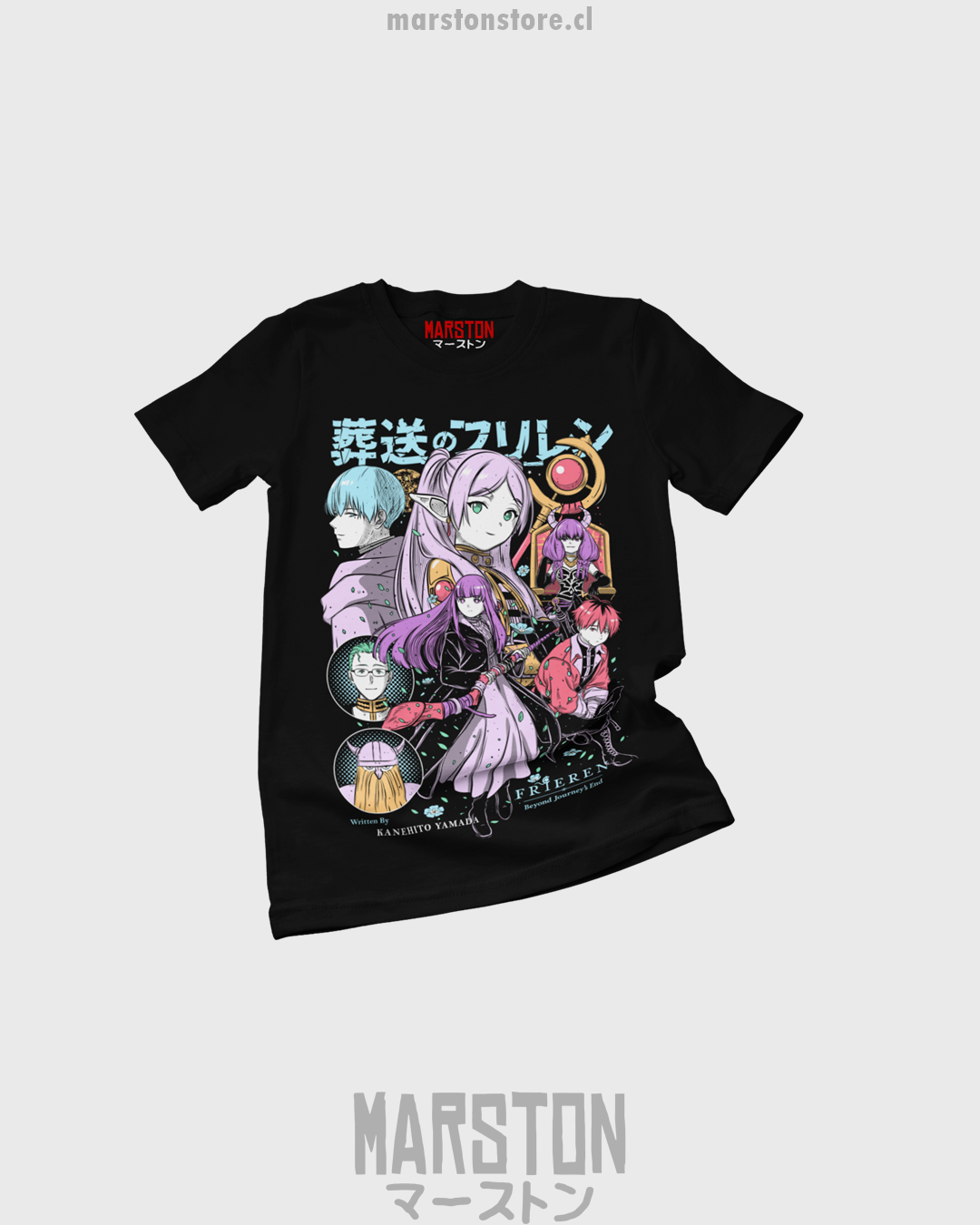 Polera negra Sousou no Frieren con diseño inspirado en el anime