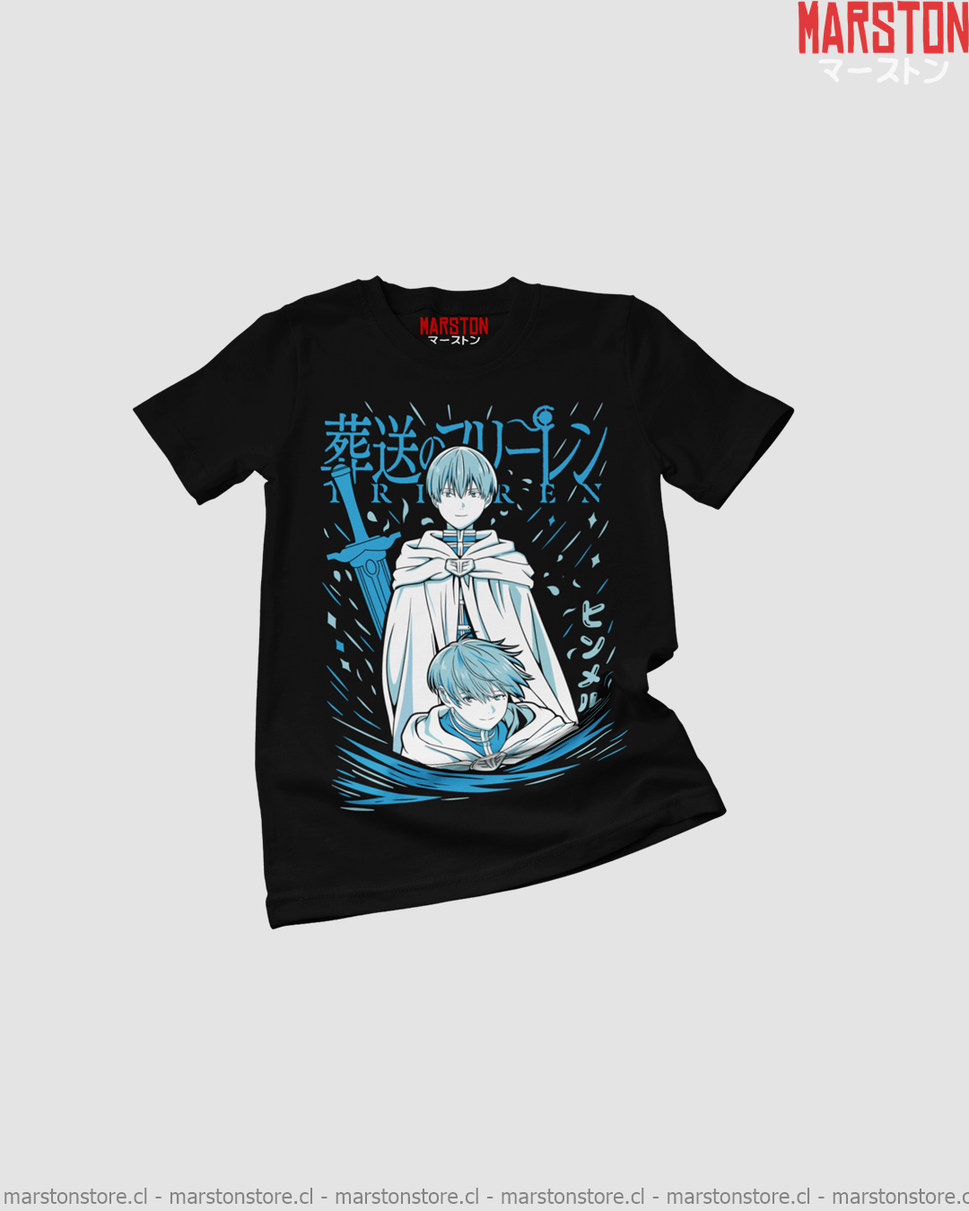 Polera negra Sousou no Frieren con diseño de Himmel