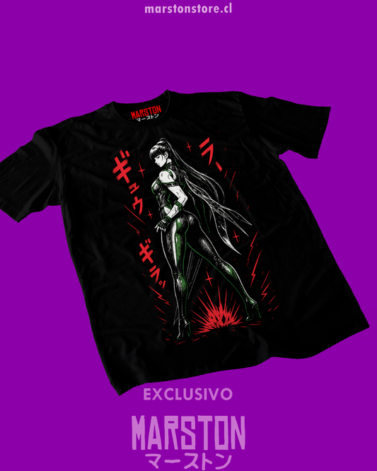 Polera negra Stellar Blade con diseño de Eve 07
