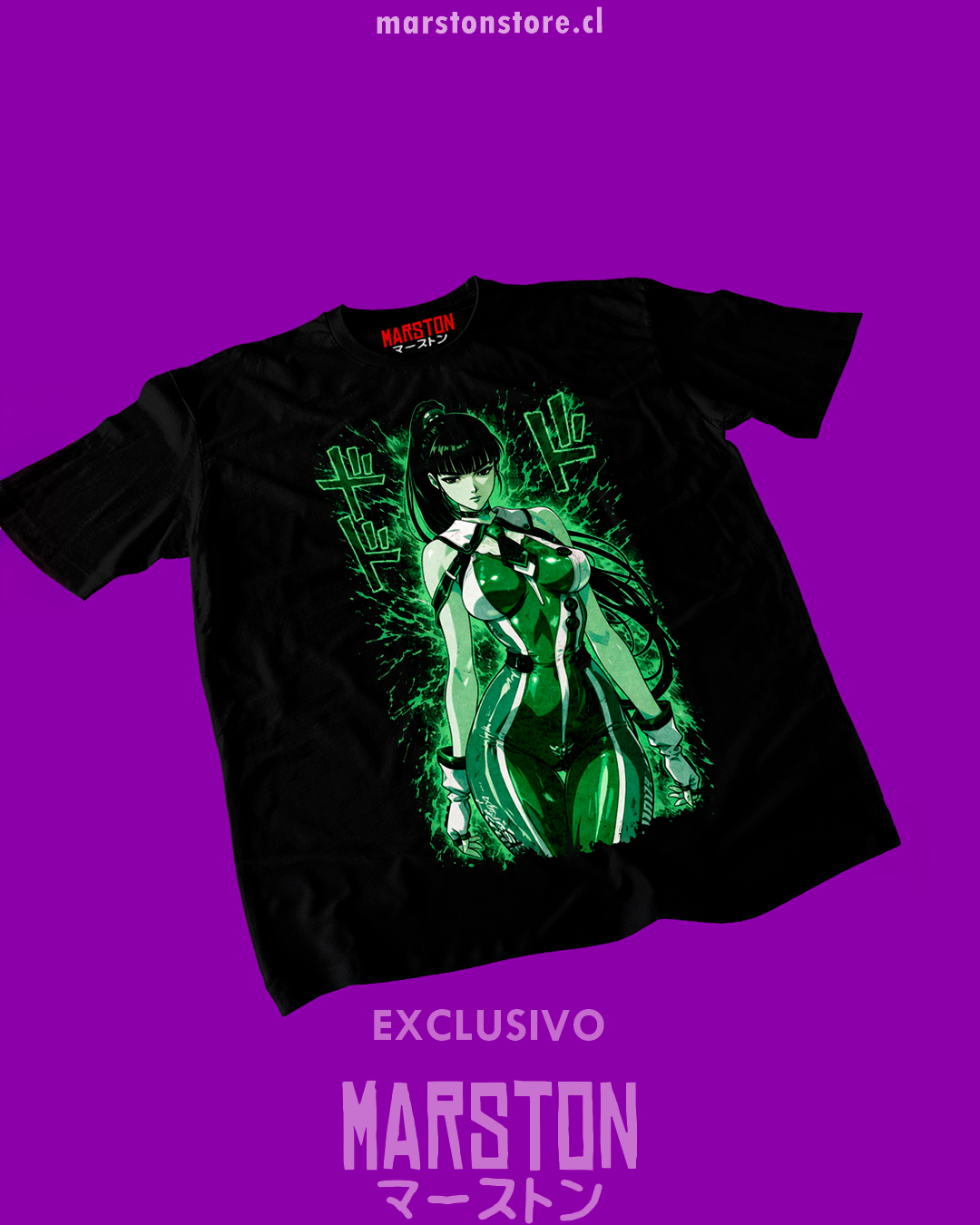 Polera negra Stellar Blade con diseño de Eve 07