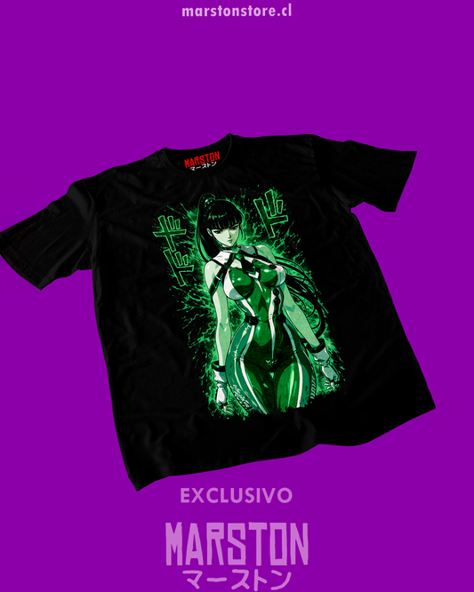 Polera negra Stellar Blade con diseño de Eve 07