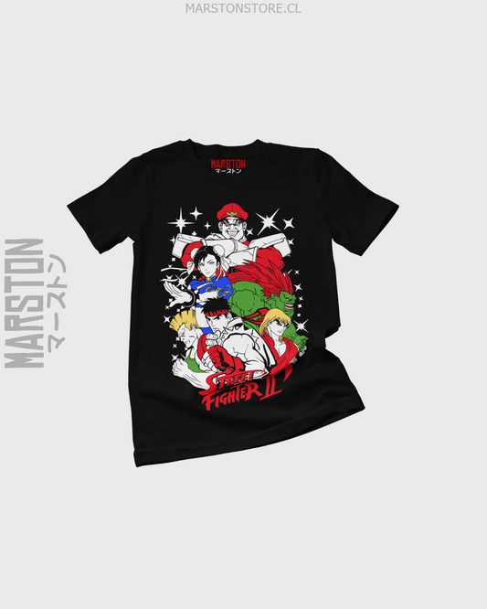 Polera negra con diseño de Street Fighter