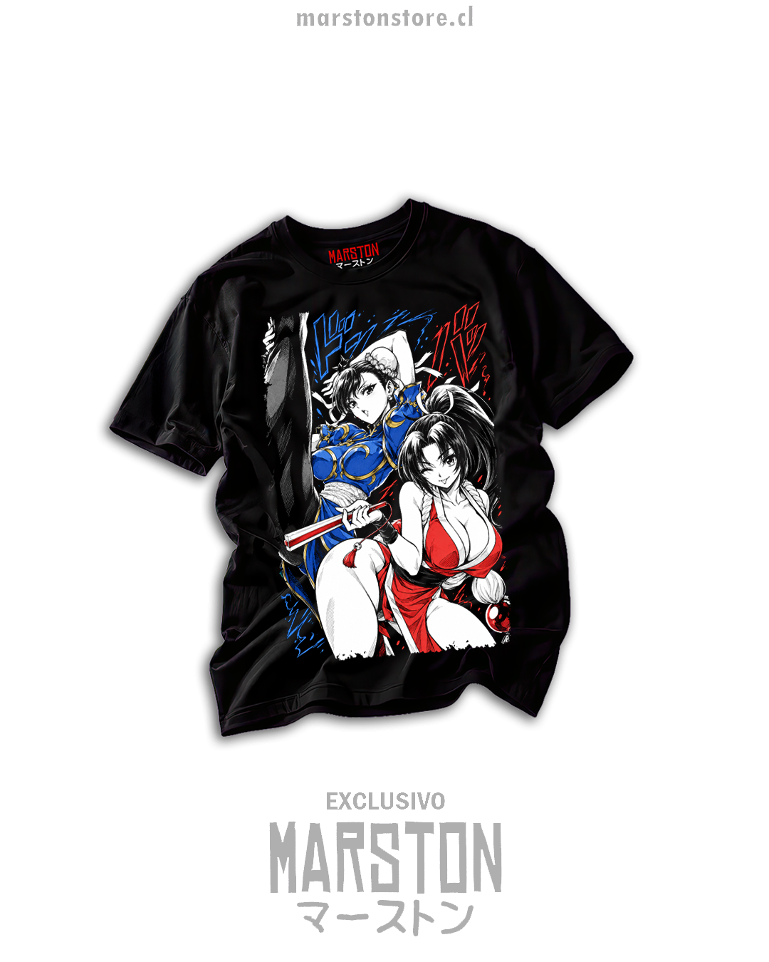 Polera Street Fighter x The King of Fighters - Chun-Li y Mai Shiranui