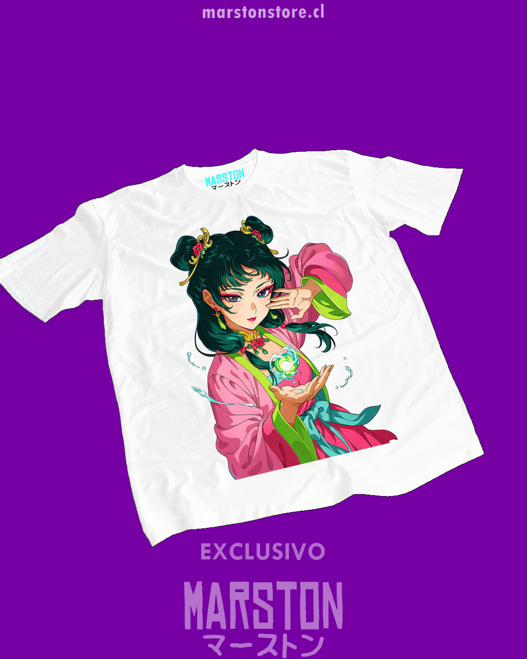 Polera blanca The Apothecary Diaries, Los diarios de la boticaria (Kusuriya no Hitorigoto), con diseño de Maomao