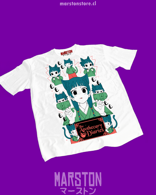 Polera blanca The Apothecary Diaries, Los diarios de la boticaria (Kusuriya no Hitorigoto), con diseño de Maomao